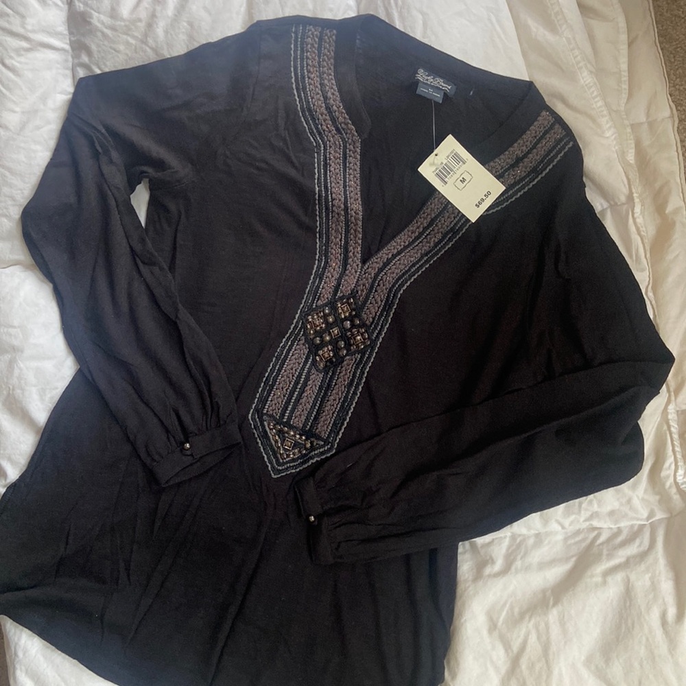 NWT Lucky long sleeved bohemian shirt Size M 100% cotton